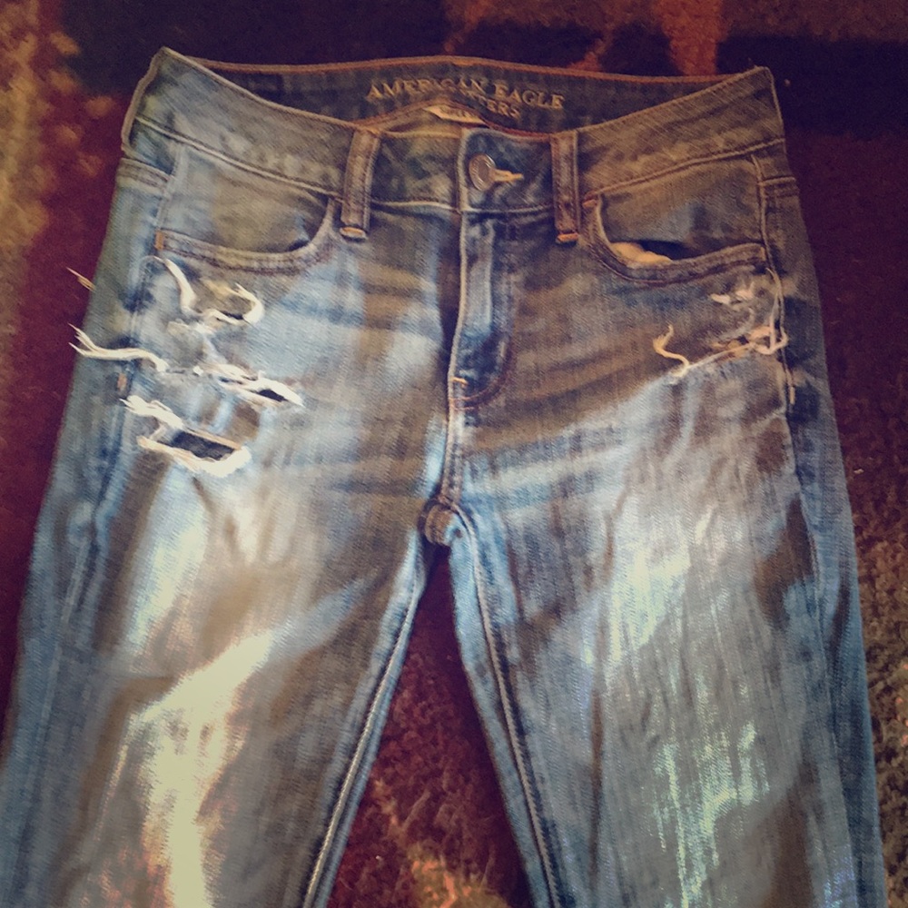 American eagle super stretch light blue jean